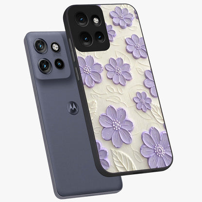 Floral Wall Art With Purple Flowers Glass Case displayed in angled mockup highlighting vibrant purple floral illustration with artistic aesthetic.