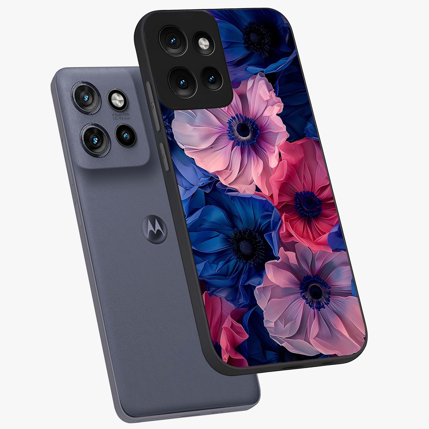 Flower Paper Art Pattern Glass Case displayed in angled mockup highlighting layered paper flower design with artistic aesthetic.