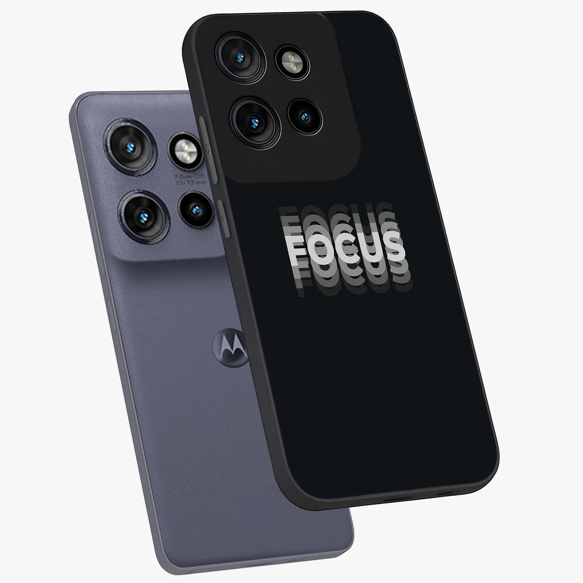 Focus Mode On Glass Case displayed in angled mockup highlighting clean minimal text artwork with modern aesthetic style.