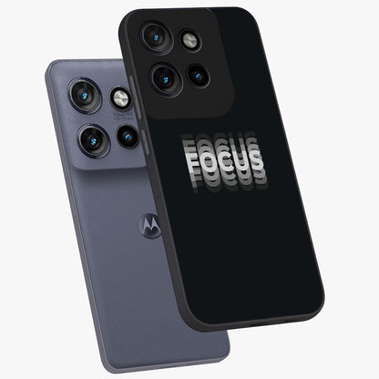 Focus Mode On Glass Case displayed in angled mockup highlighting clean minimal text artwork with modern aesthetic style.