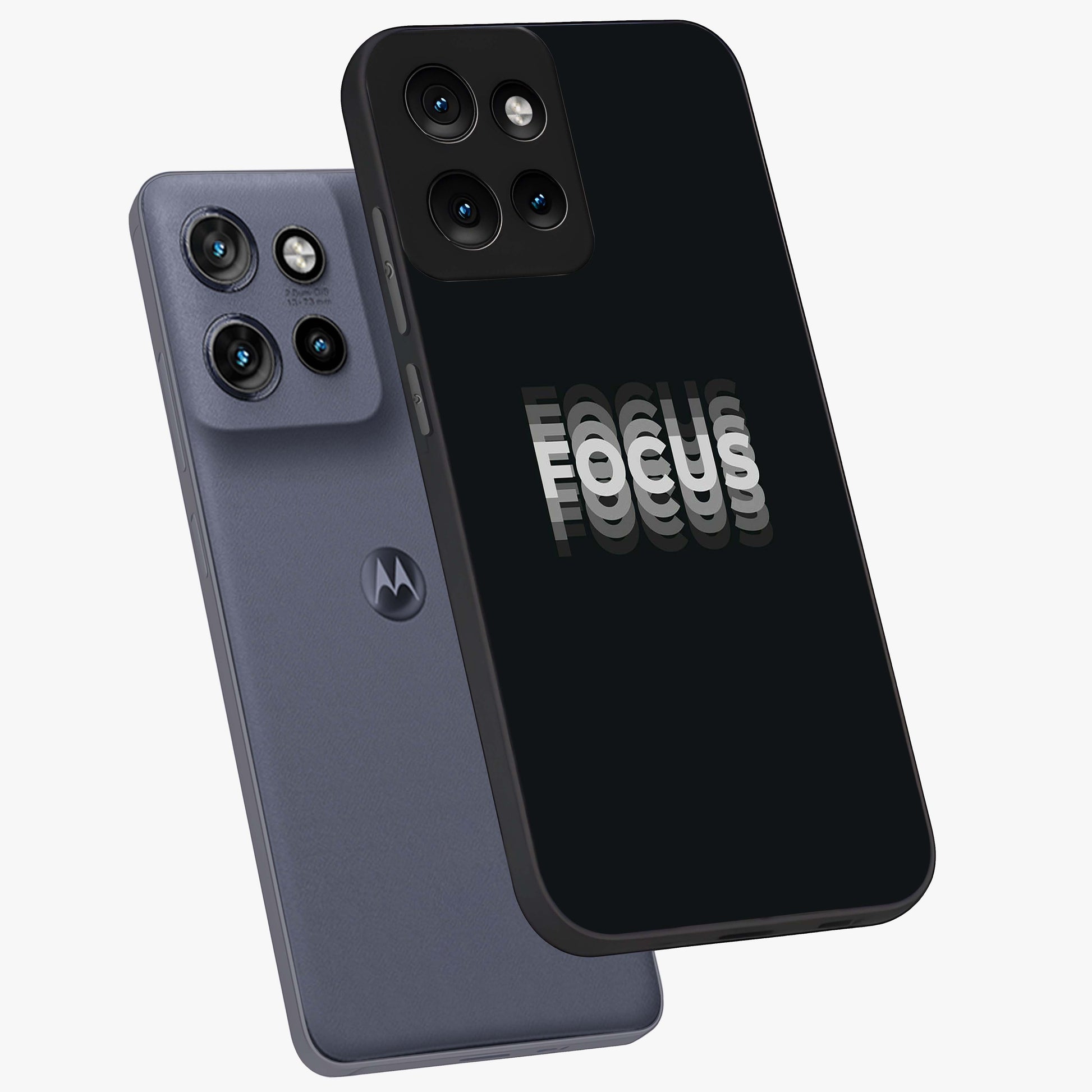 Focused Blade Discipline Glass Case displayed in angled mockup highlighting clean minimal text artwork with modern aesthetic style.