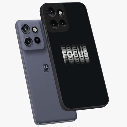 Focused Blade Discipline Glass Case displayed in angled mockup highlighting clean minimal text artwork with modern aesthetic style.