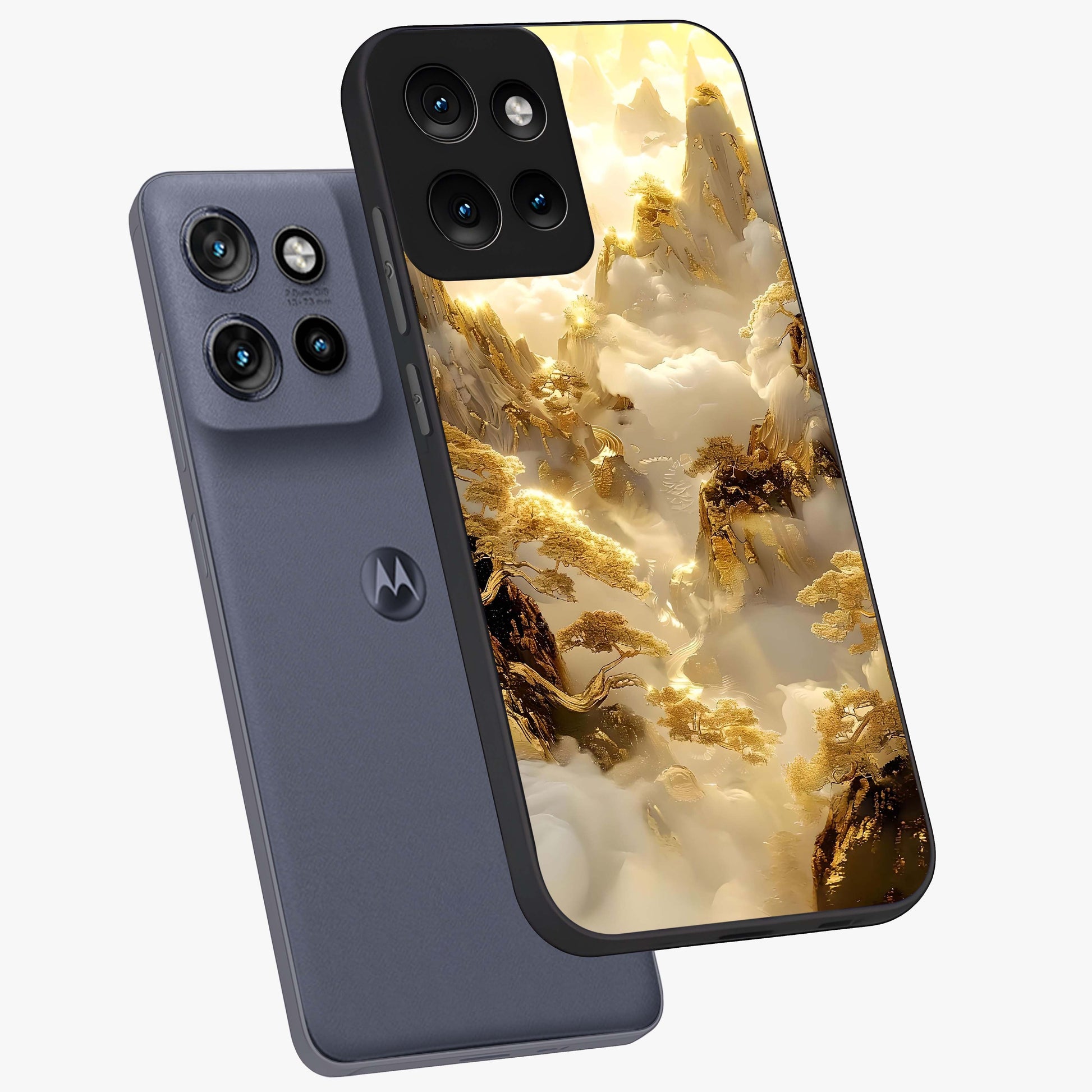 Gates Of Illumination Glass Case displayed in angled mockup highlighting radiant portal inspired design with fantasy aesthetic.