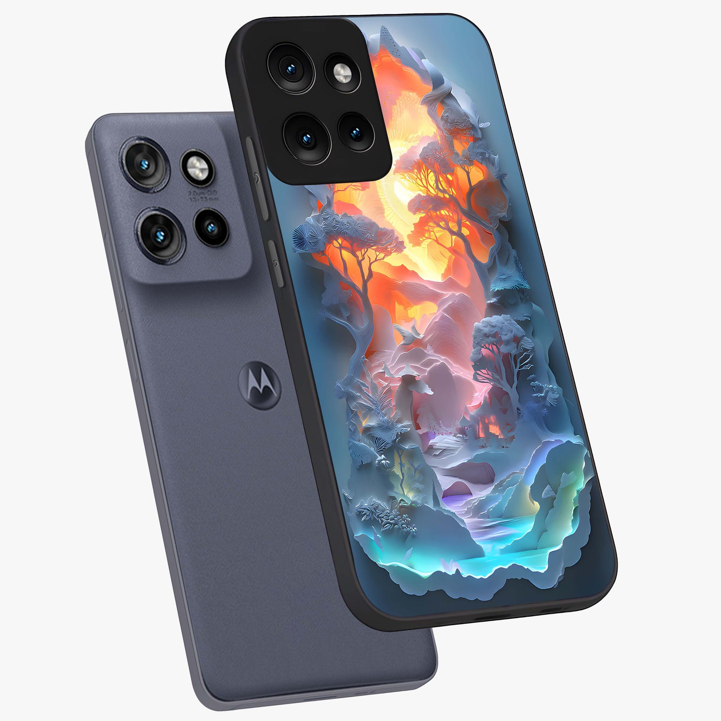 Glow Forest Portal Glass Case displayed in angled mockup highlighting mystical forest design with magical glowing aesthetic.