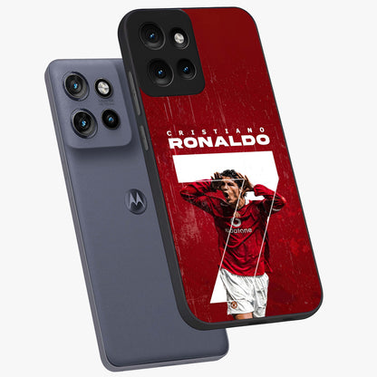 Goal Celebration Legacy Glass Case displayed in angled mockup highlighting energetic sports celebration design with bold athletic theme.