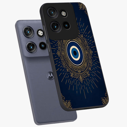 Golden Celestial Charm Glass Case displayed in angled mockup highlighting sparkling cosmic charm design with celestial aesthetic.