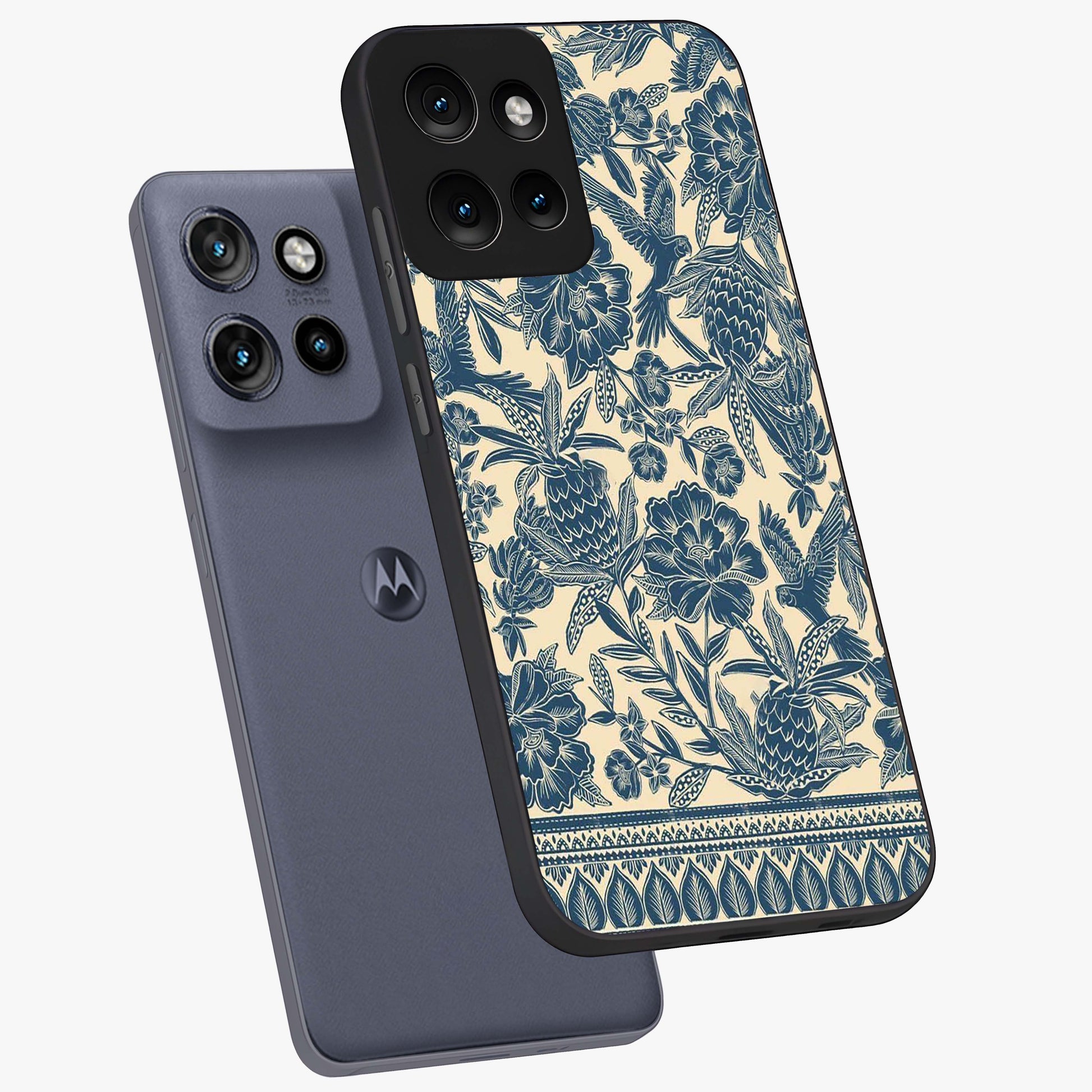 Heirloom Wild Bloom Glass Case displayed in angled mockup highlighting botanical bloom design with classic aesthetic style.