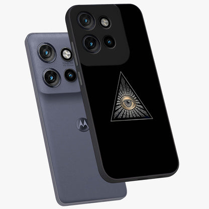 Illuminati Evil Glass Case displayed in angled mockup highlighting dark occult inspired design with bold aesthetic style.