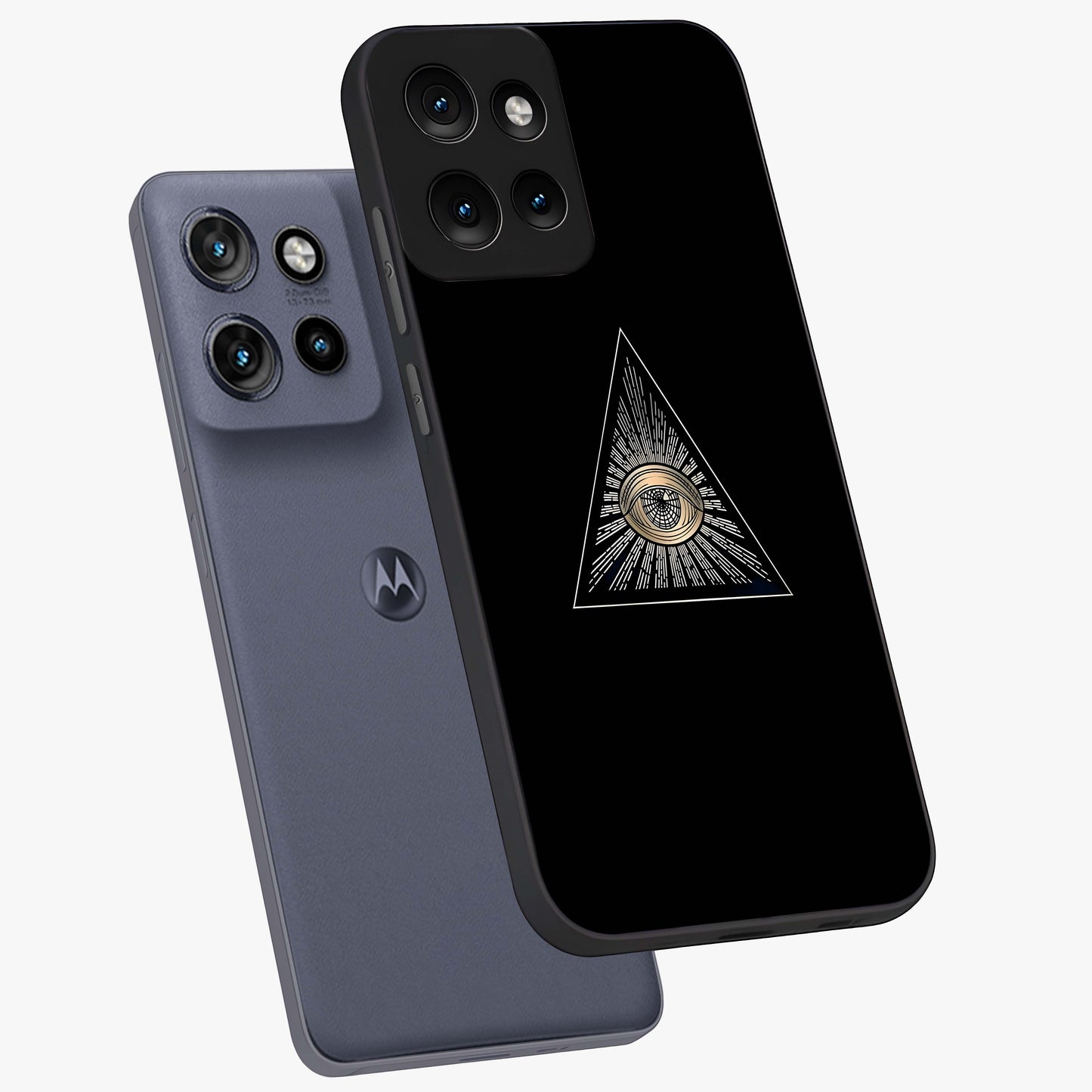 Illuminati Evil Glass Case displayed in angled mockup highlighting dark occult inspired design with bold aesthetic style.