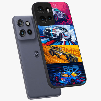JDM Sports Car Glass Case displayed in angled mockup highlighting sleek Japanese racing car design with automotive aesthetic.