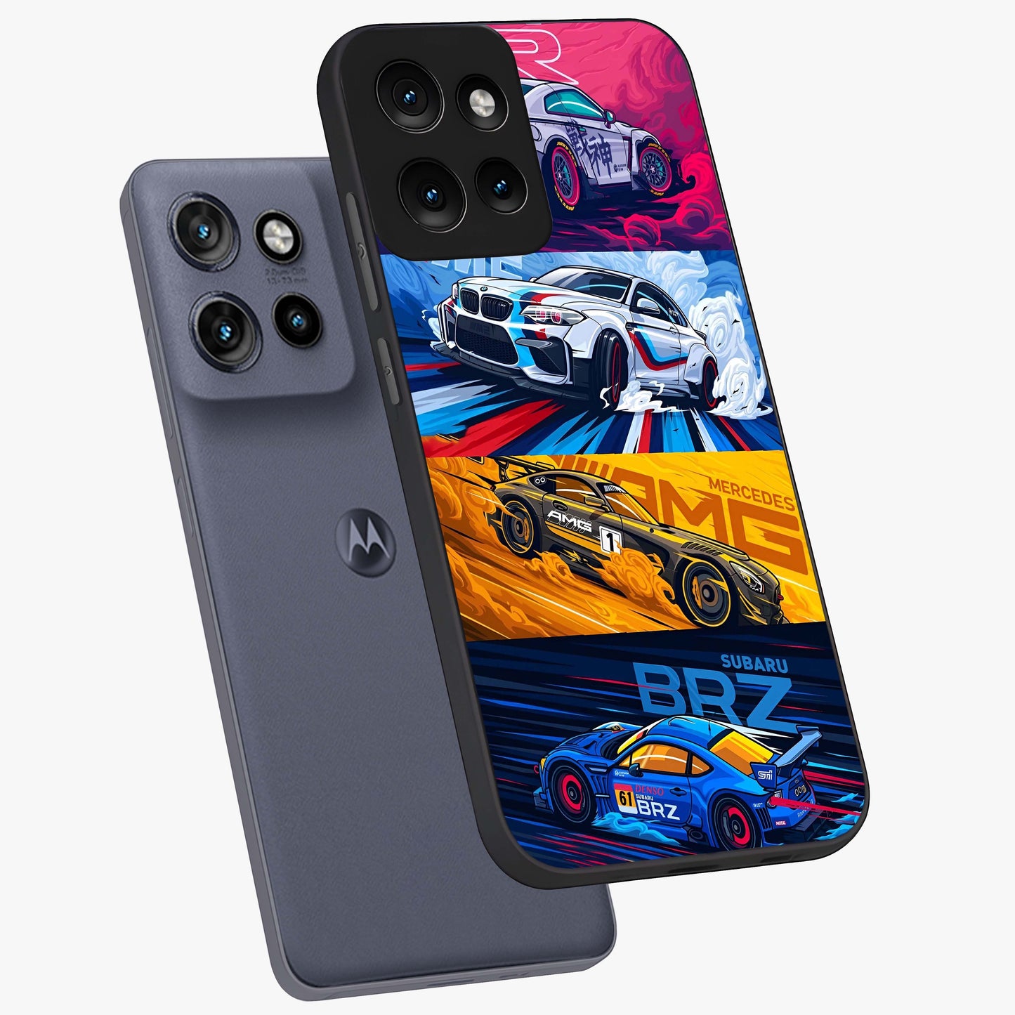 JDM Sports Car Glass Case displayed in angled mockup highlighting sleek Japanese racing car design with automotive aesthetic.