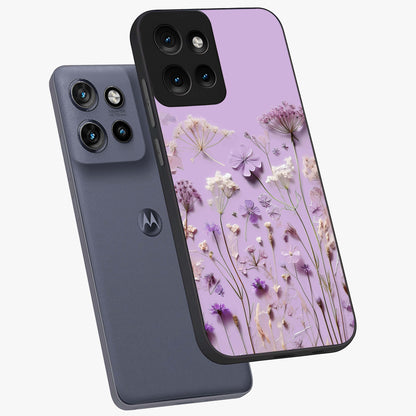 Lavender Blossom Dream Glass Case displayed in angled mockup highlighting dreamy lavender flower design with calming aesthetic style.