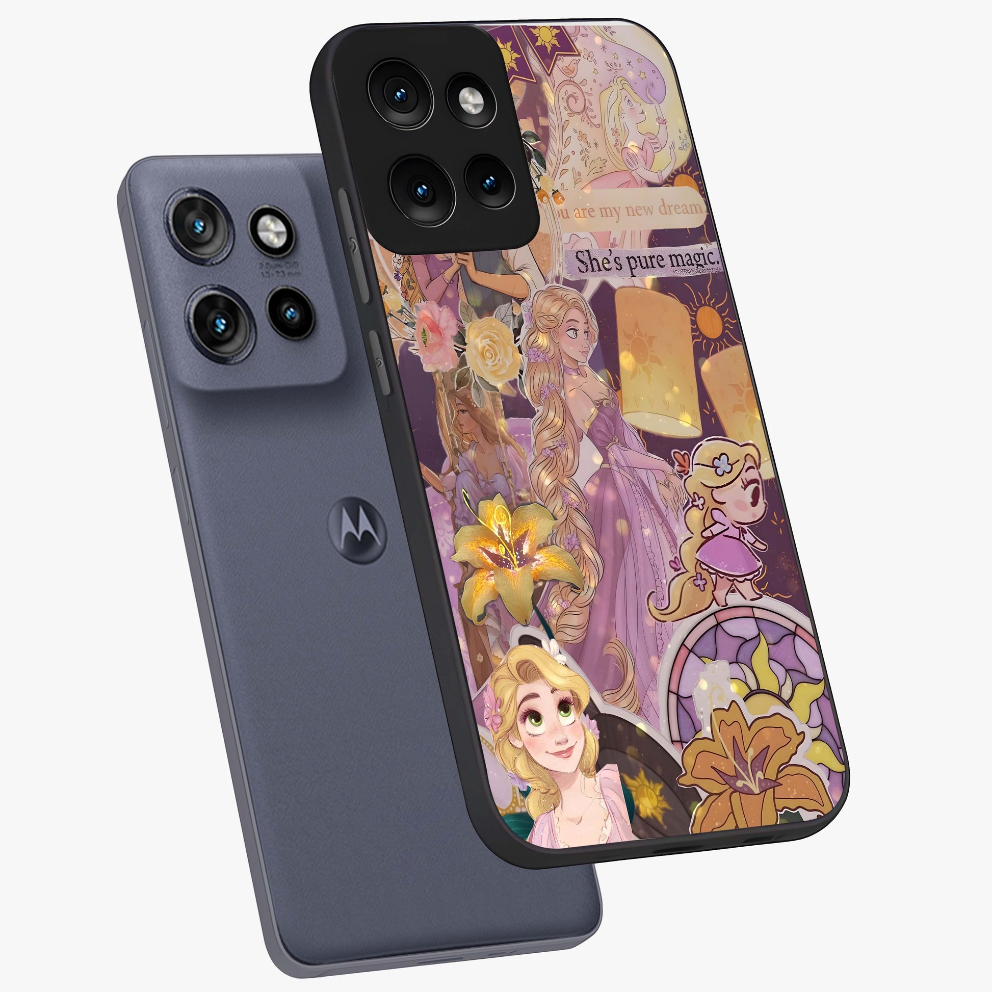Magical Tangled Dream Glass Case displayed in angled mockup highlighting whimsical fantasy design with magical aesthetic.