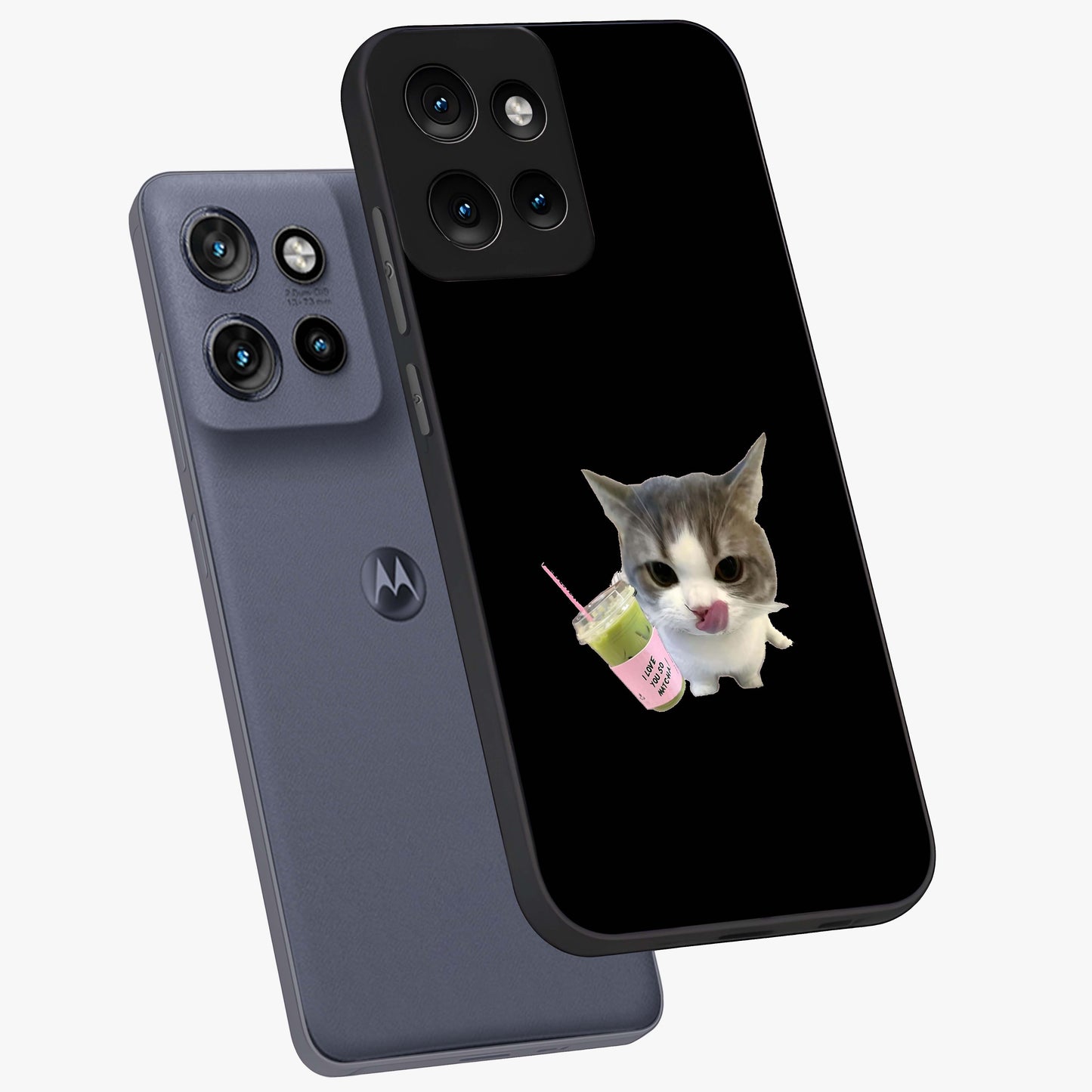 Matcha Cat Style Glass Case displayed in angled mockup highlighting playful feline design with pastel matcha aesthetic.