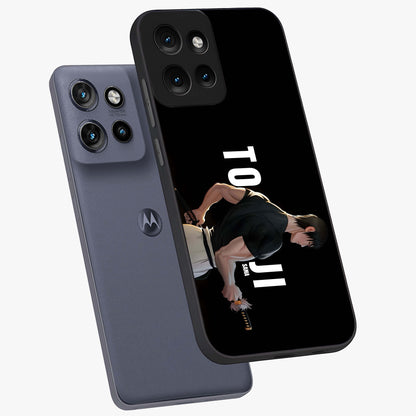 Midnight Blade Resolve Glass Case displayed in angled mockup highlighting powerful blade illustration with dramatic dark aesthetic.