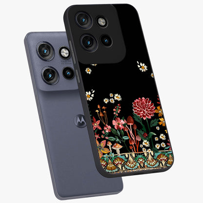 Midnight Bloom Pattern Glass Case displayed in angled mockup highlighting elegant flower design with midnight aesthetic style.