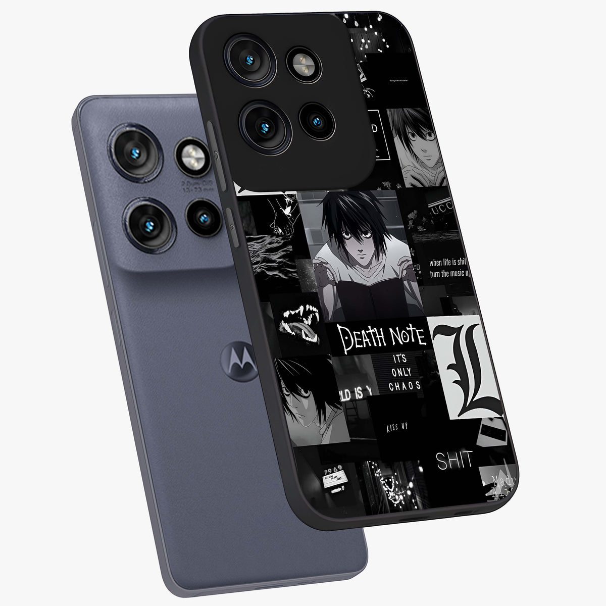Midnight Chaos Mind Glass Case displayed in angled mockup highlighting chaotic artistic design with dramatic midnight aesthetic.