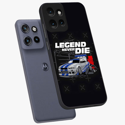 Midnight Racing Legacy Glass Case displayed in angled mockup highlighting dynamic automotive design with bold midnight aesthetic.