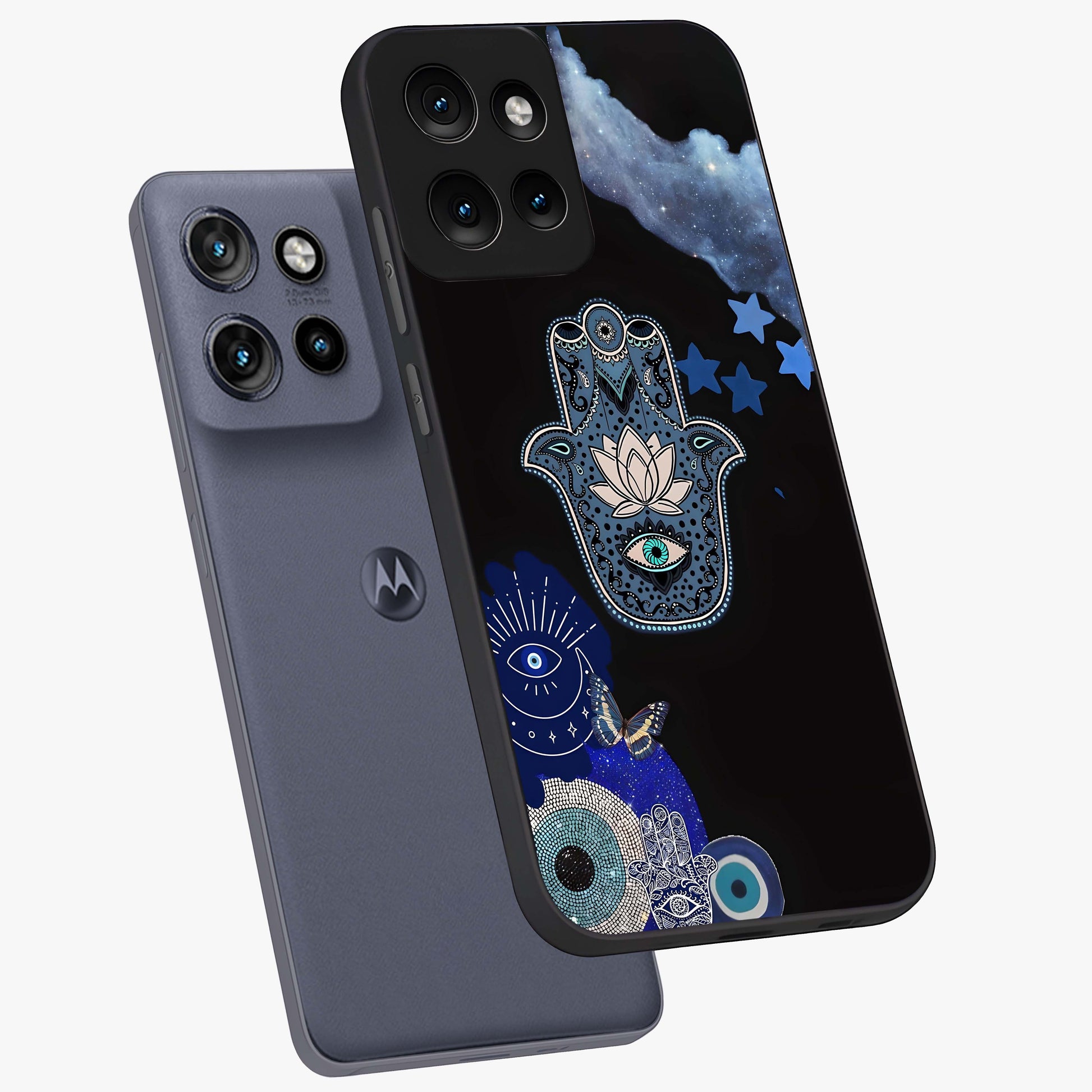 Mystic Hand Aura Glass Case displayed in angled mockup highlighting magical aura design with spiritual aesthetic style.