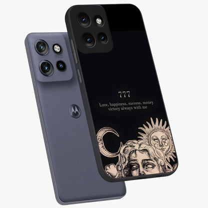 Mystic Victory Aura Glass Case displayed in angled mockup highlighting energetic aura design with bold mystical aesthetic.