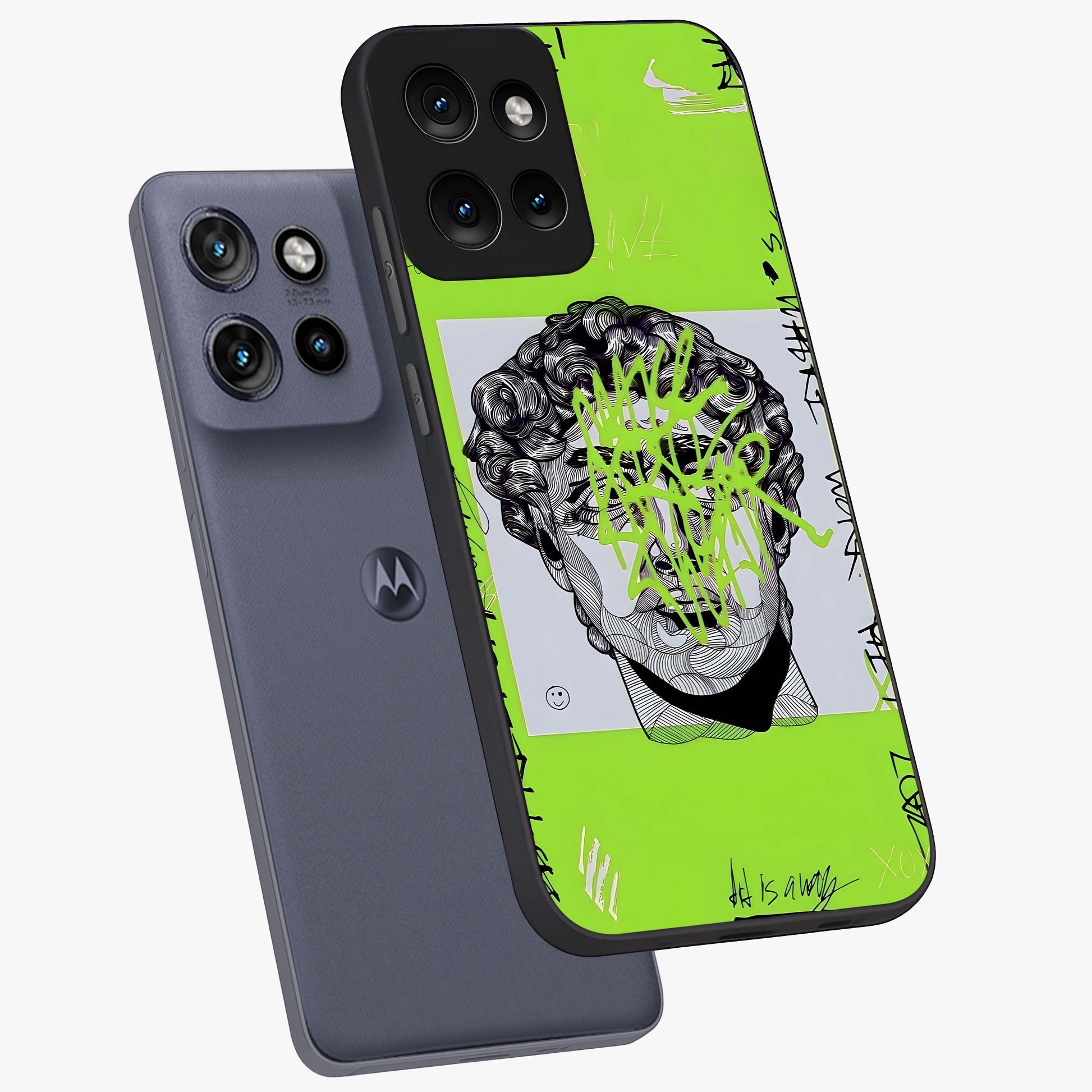 Neo Graffiti Rebellion Glass Case displayed in angled mockup highlighting urban street art design with rebellious aesthetic.