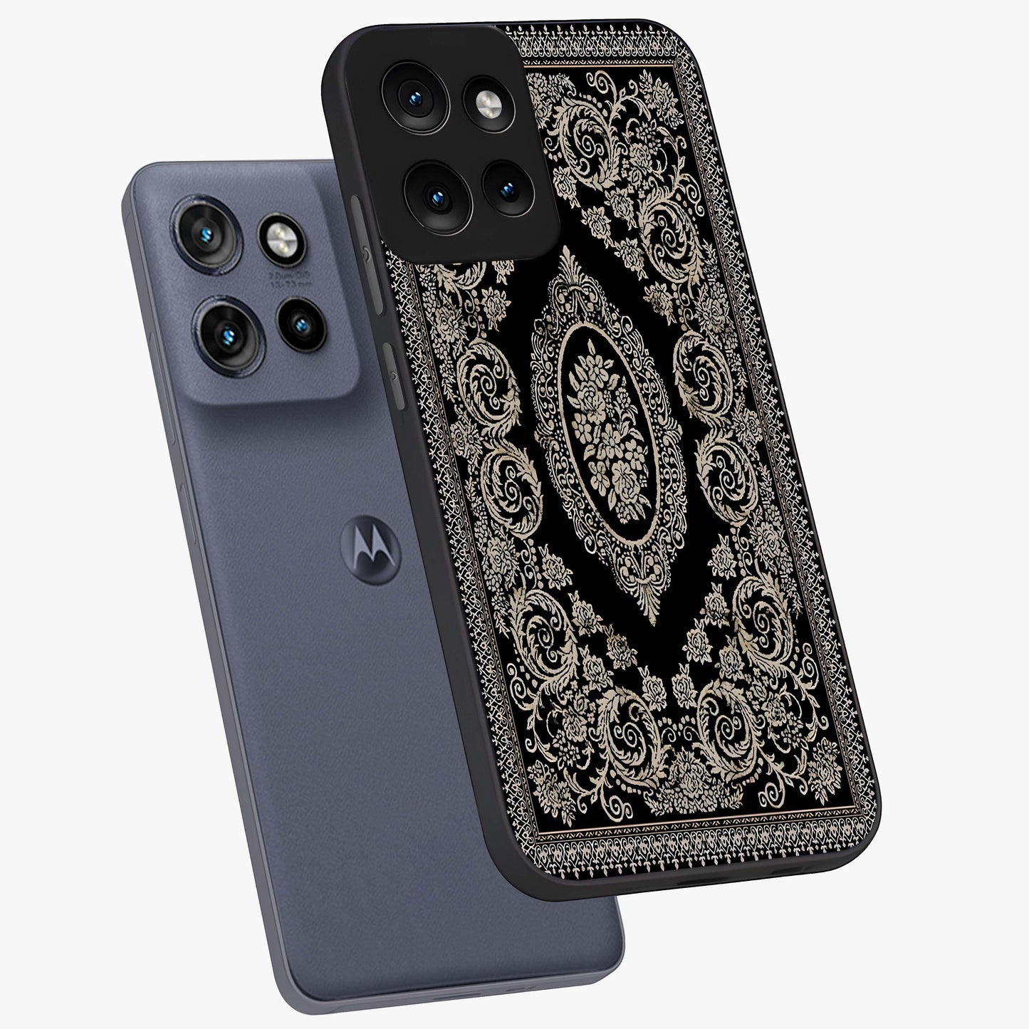 Noir Bloom Elegance Glass Case displayed in angled mockup highlighting refined flower design with stylish noir aesthetic.