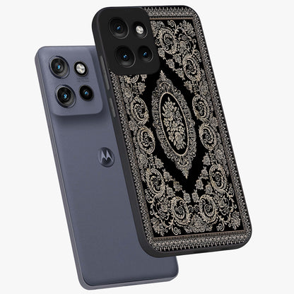 Noir Bloom Elegance Glass Case displayed in angled mockup highlighting refined flower design with stylish noir aesthetic.