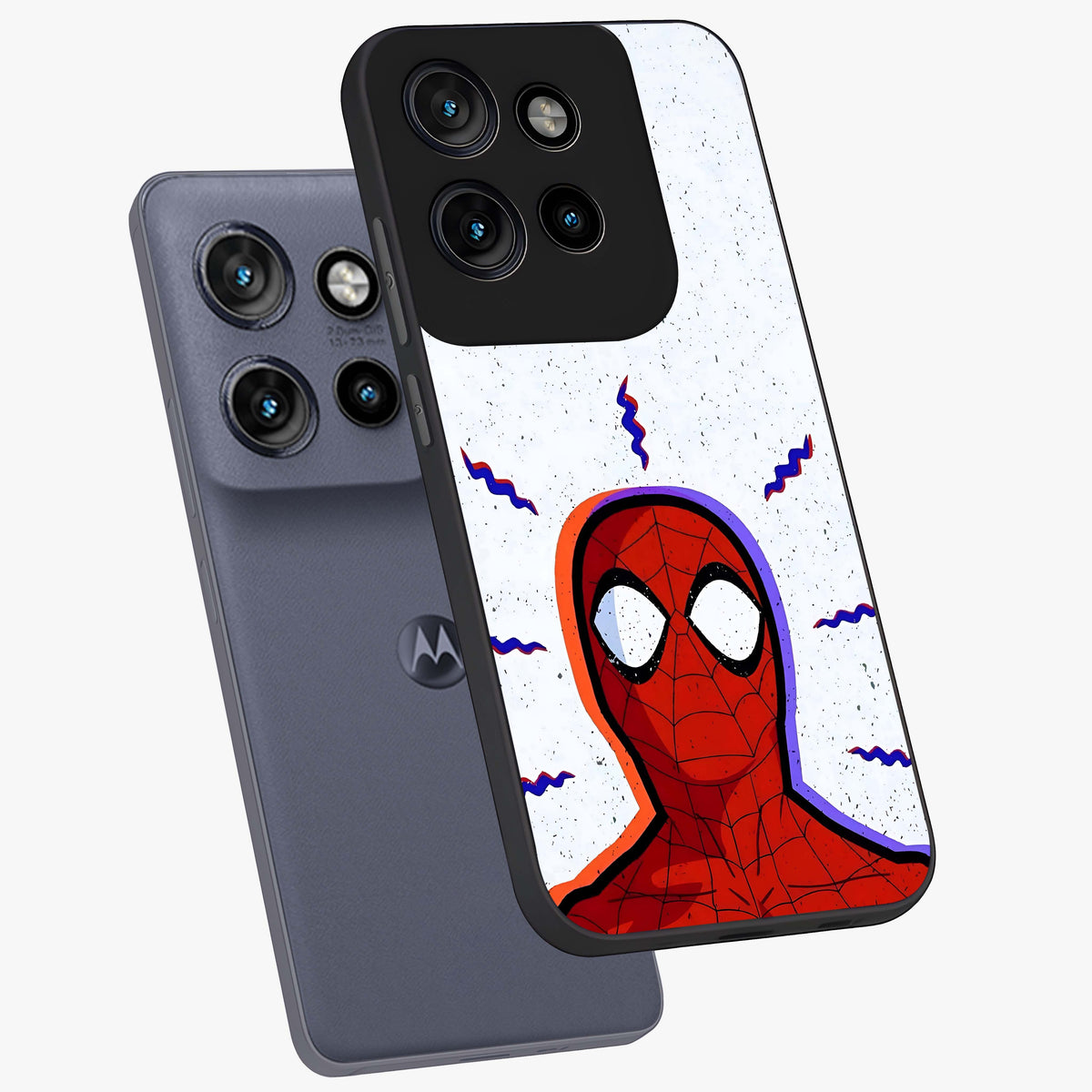 Omg Spiderman Glass Case displayed in angled mockup highlighting dynamic hero illustration with action comic aesthetic.