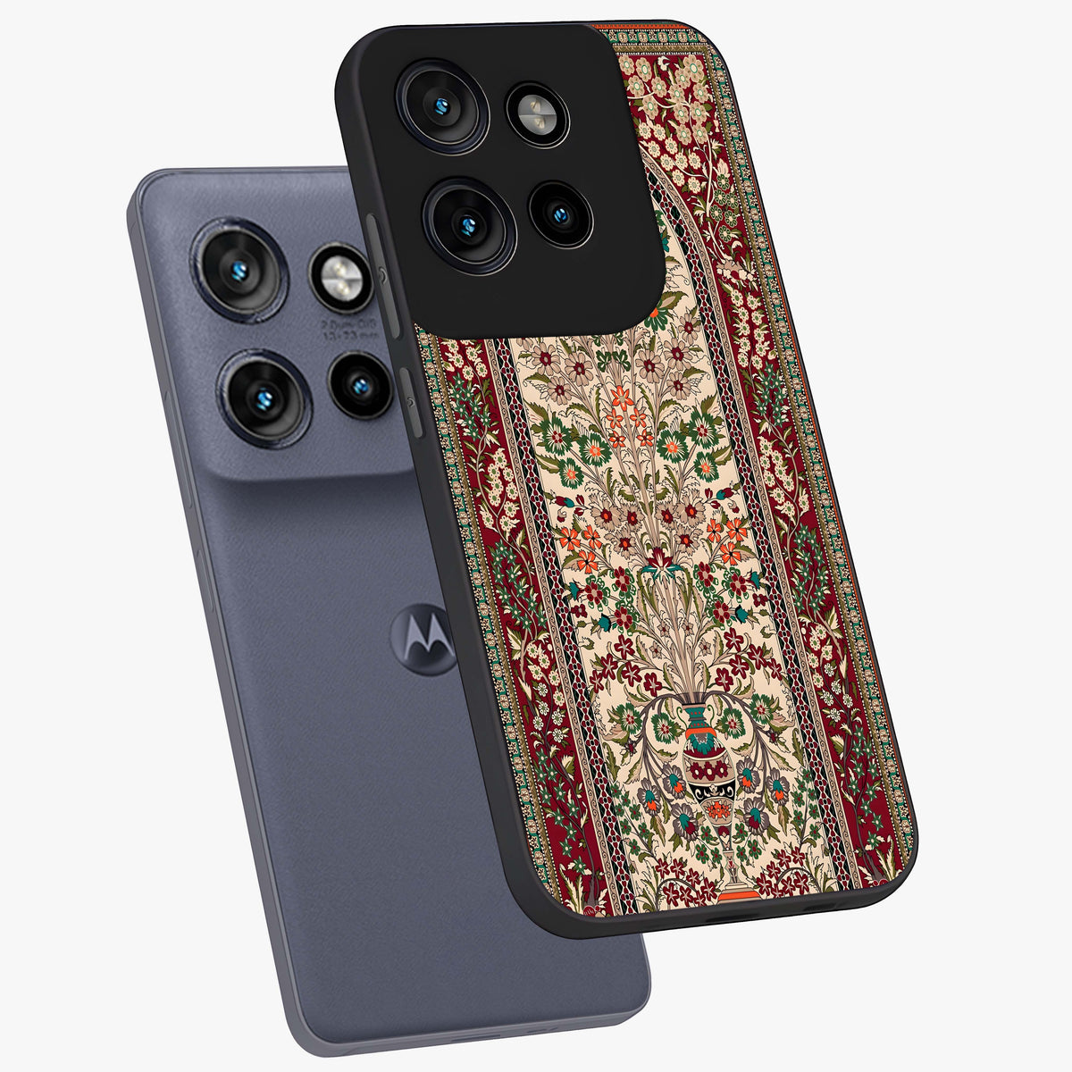 Persian Inspired Glass Case displayed in angled mockup highlighting intricate traditional design with elegant cultural aesthetic.