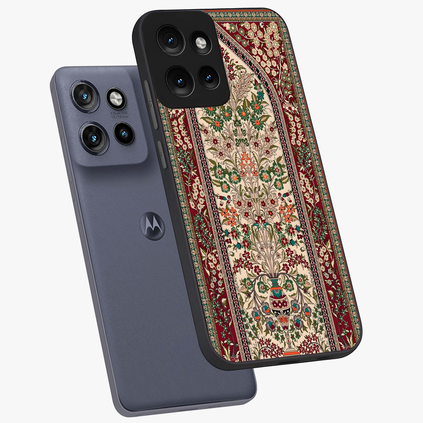 Persian Inspired Glass Case displayed in angled mockup highlighting intricate traditional design with elegant cultural aesthetic.
