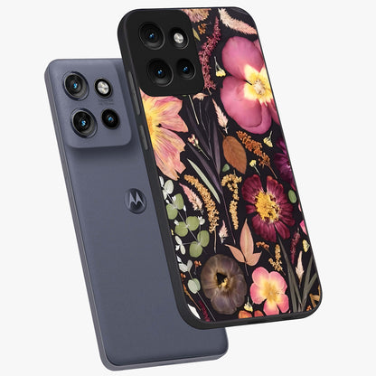 Petal Dream Tapestry Glass Case displayed in angled mockup highlighting decorative petal pattern with elegant botanical aesthetic.