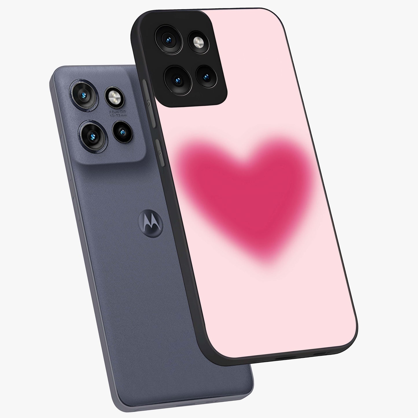 Pink Aura Heart Glass Case displayed in angled mockup highlighting vibrant pink heart design with dreamy aura aesthetic.
