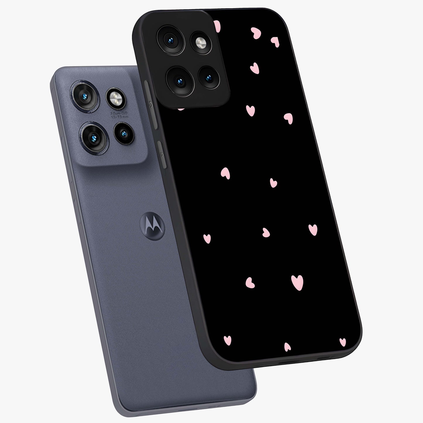 Pink Love Drops Glass Case displayed in angled mockup highlighting cute love drop design with vibrant pink aesthetic.
