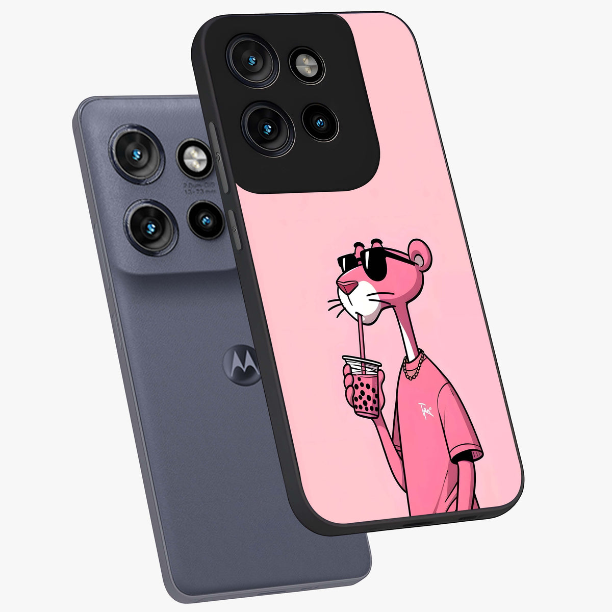 Pink Panther Glass Case displayed in angled mockup highlighting playful cartoon character design with vibrant pink aesthetic.