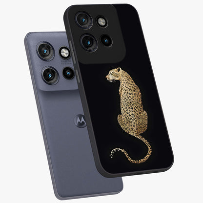 Regal Leopard Glass Case displayed in angled mockup highlighting powerful animal illustration with stylish wild aesthetic.