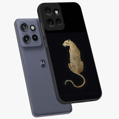 Regal Leopard Glass Case displayed in angled mockup highlighting powerful animal illustration with stylish wild aesthetic.