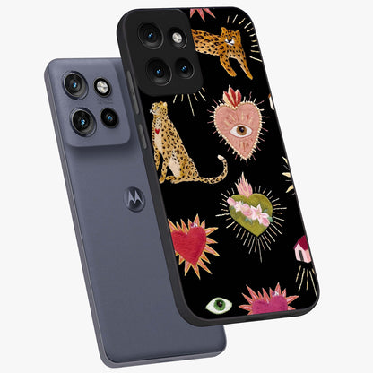 Sacred Jungle Heart Glass Case displayed in angled mockup highlighting lush tropical design with natural aesthetic style.
