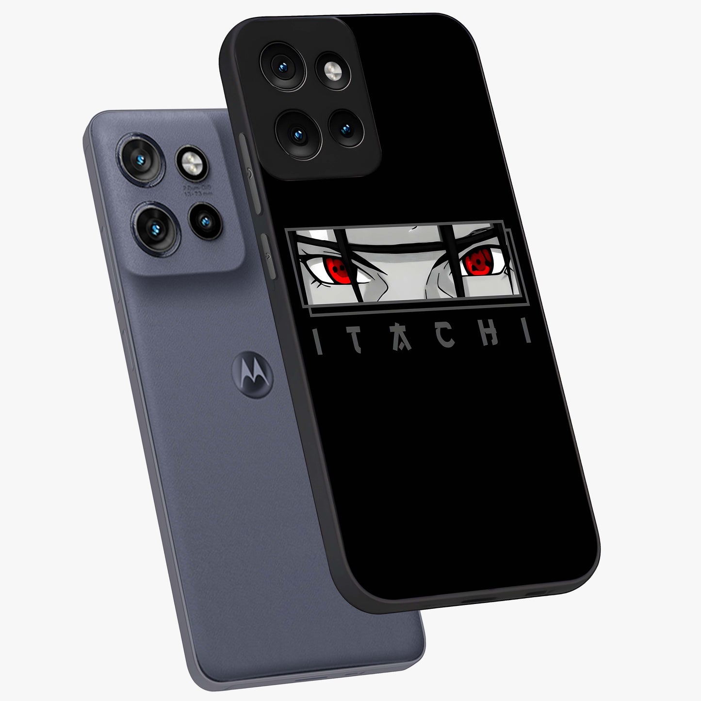 Scarlet Gaze Dominance Glass Case displayed in angled mockup highlighting intense visual design with bold scarlet aesthetic.