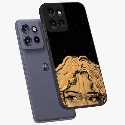 Shri Krishna Art Glass Case displayed in angled mockup highlighting spiritual Krishna illustration with divine aesthetic.