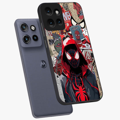 Spider Collage Street Glass Case displayed in angled mockup highlighting dynamic street style collage design with comic aesthetic.