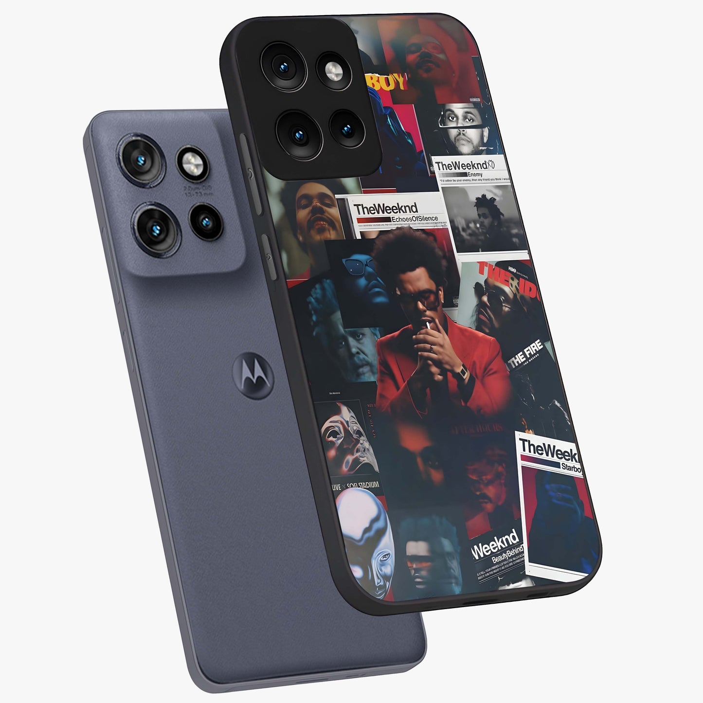 The Weeknd Glass Case displayed in angled mockup highlighting stylish pop culture inspired design with modern aesthetic.