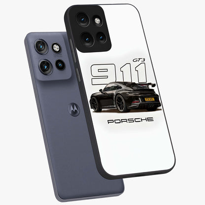 Turbo Legacy Icon Glass Case displayed in angled mockup highlighting dynamic automotive design with performance aesthetic.