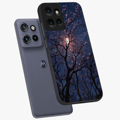 Twilight Sakura Serenade Glass Case displayed in angled mockup highlighting delicate sakura flower design with dreamy aesthetic.