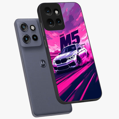 Velocity Drift Pulse Glass Case displayed in angled mockup highlighting dynamic drift design with sporty automotive aesthetic.