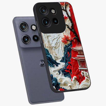 Whispers Of Sakura Waves Glass Case displayed in angled mockup highlighting flowing sakura design with soft floral aesthetic.