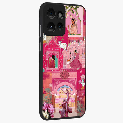 Blossoms of Rajasthan Glass Case upright view showcasing colorful floral design inspired by traditional Indian art.