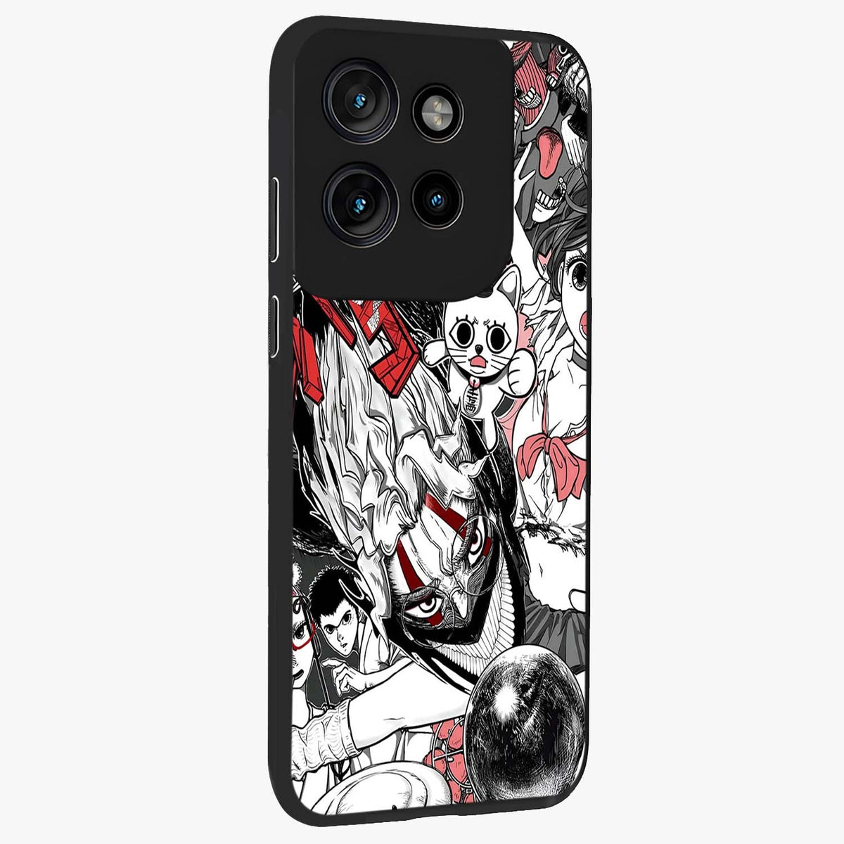 Crimson Chaos Panel Glass Case upright view showcasing intense crimson artwork with dramatic aesthetic style.