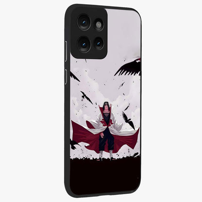 Crimson Crow Ascension Glass Case upright view showcasing dramatic crow artwork with bold gothic theme.