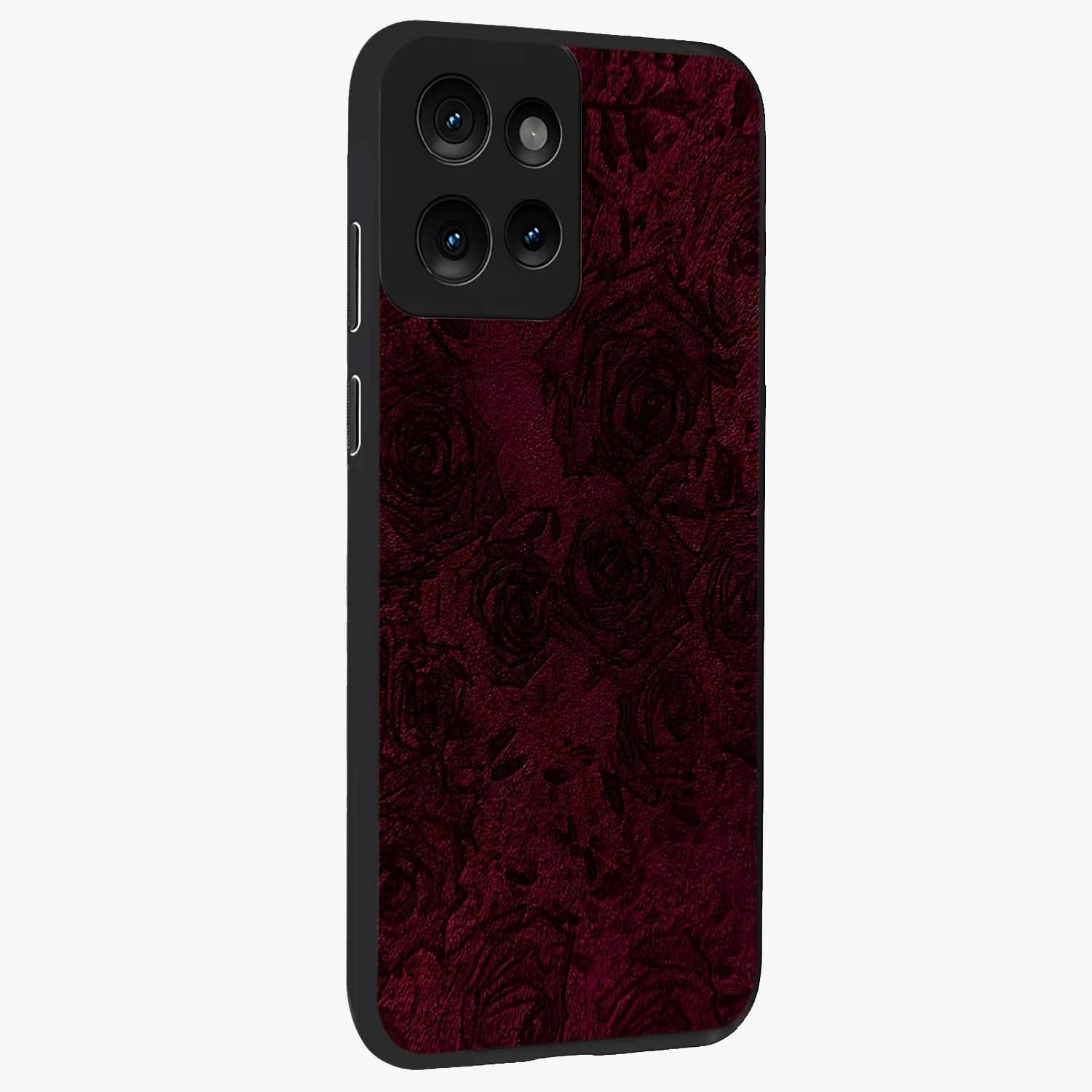 Crimson Fade Flow Glass Case upright view showcasing dynamic crimson flow artwork with stylish abstract theme.