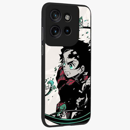 Demon Slayer Glass Case upright view showcasing powerful anime artwork with intense warrior theme.